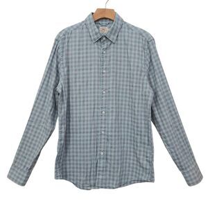 Faherty Shirt Mens Medium Blue Checked Regular Fit Long Sleeve Cotton Casual